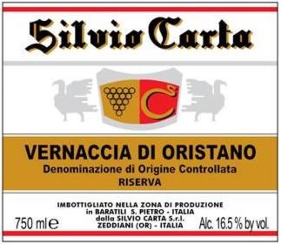 Silvio Carta Vernaccia di Oristano Riserva 2005 Front Label