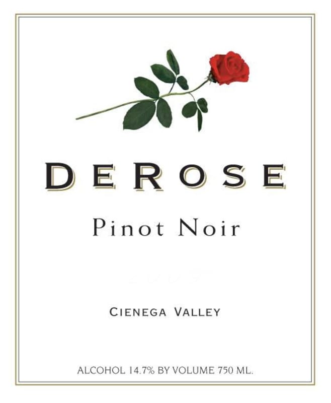 DeRose Vineyards Pinot Noir 2012 Front Label