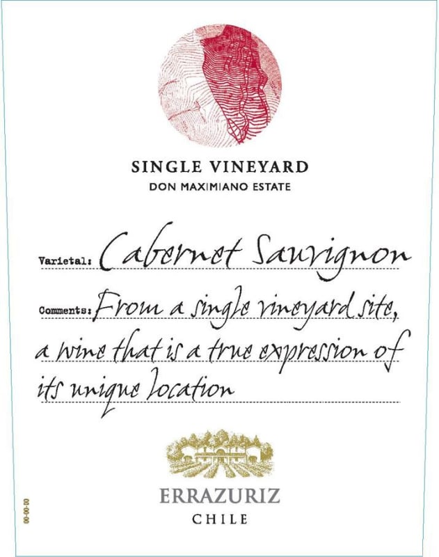 Errazuriz Single Vineyard Cabernet Sauvignon 2013 Front Label