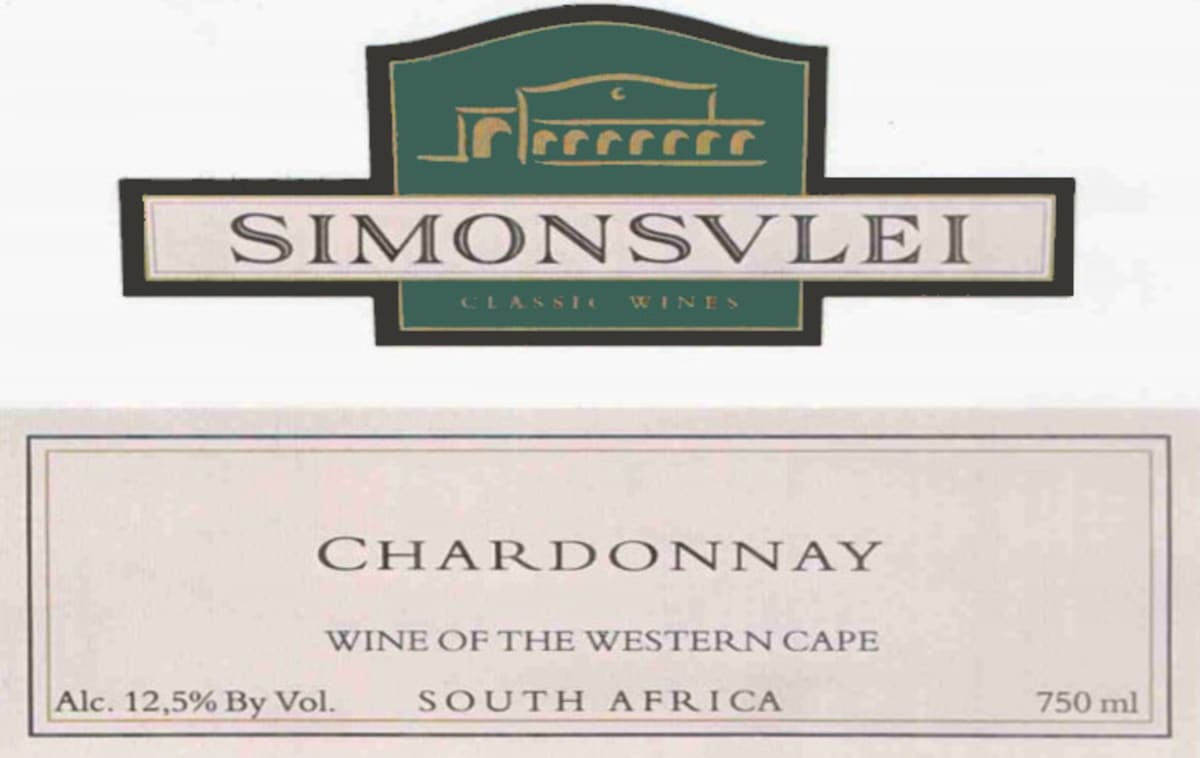 Simonsvlei Chardonnay 2015 Front Label