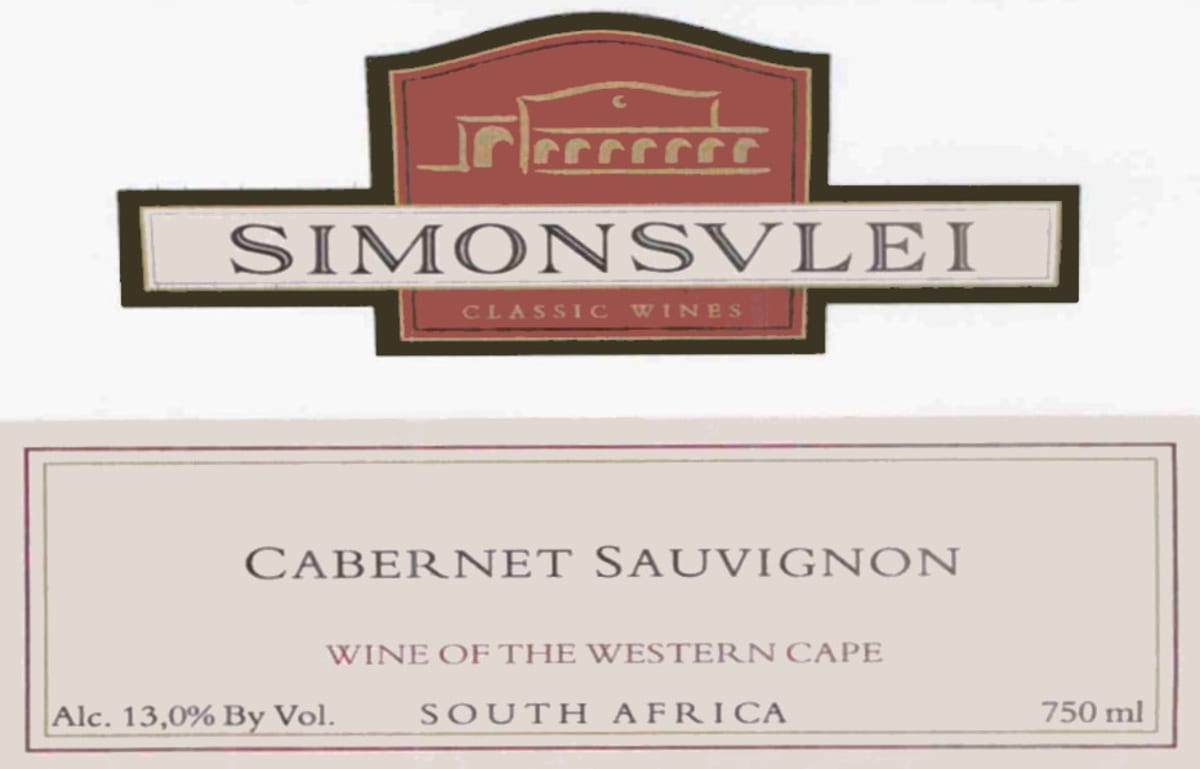 Simonsvlei Cabernet Sauvignon 2010 Front Label