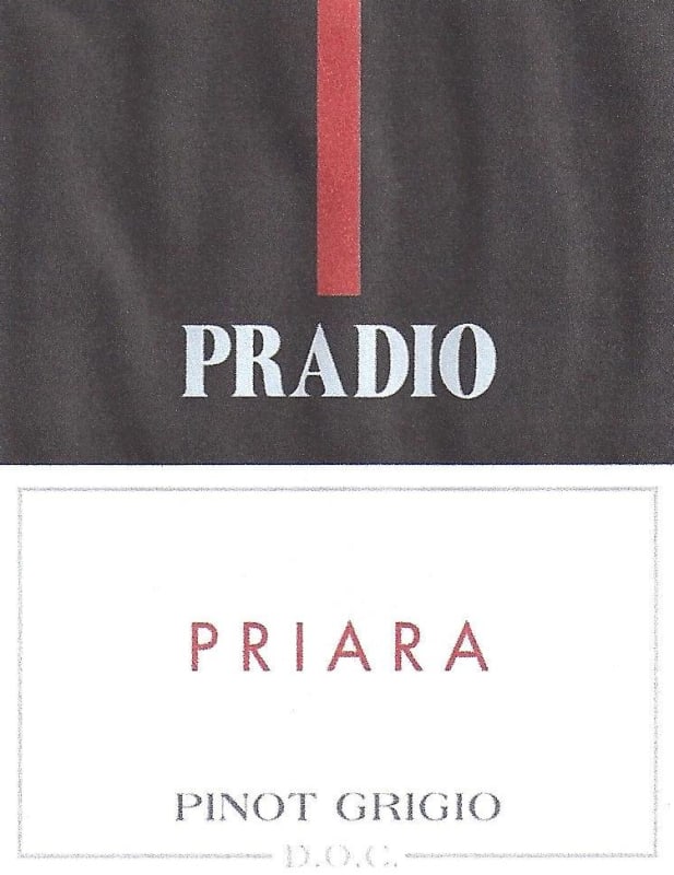 Pradio Priara Pinot Grigio 2015 Front Label
