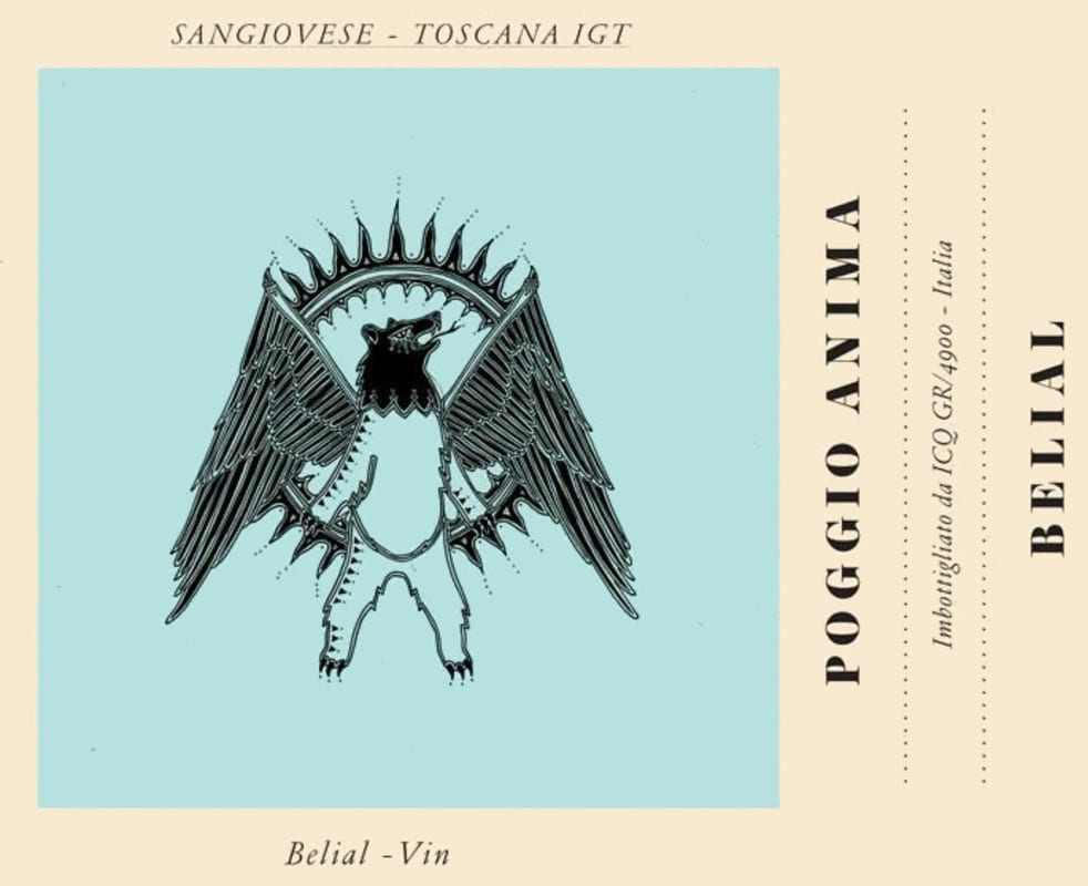 Poggio Anima Belial Sangiovese 2012 Front Label