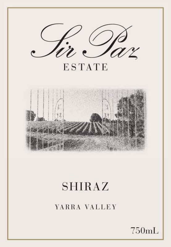 Sir Paz Estate Shiraz 2013 Front Label