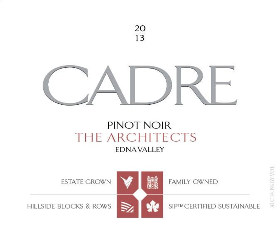Cadre The Architects Pinot Noir 2013 Front Label