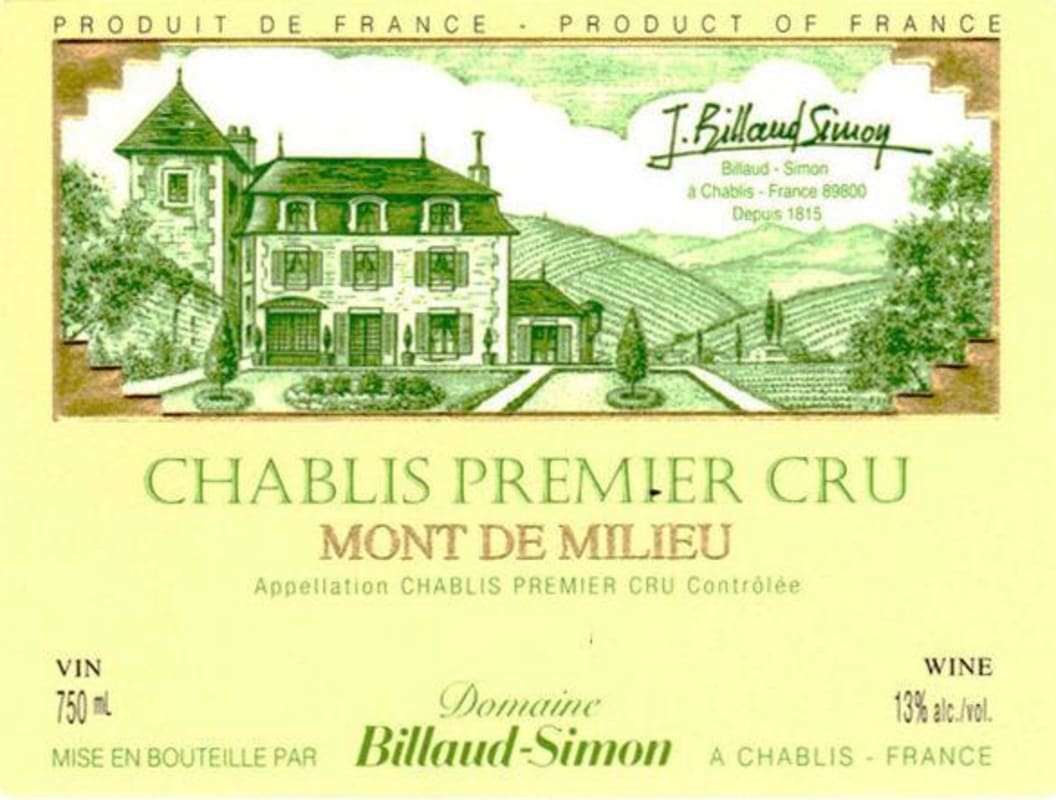 Billaud-Simon Chablis Mont de Milieu Premier Cru 2011 Front Label