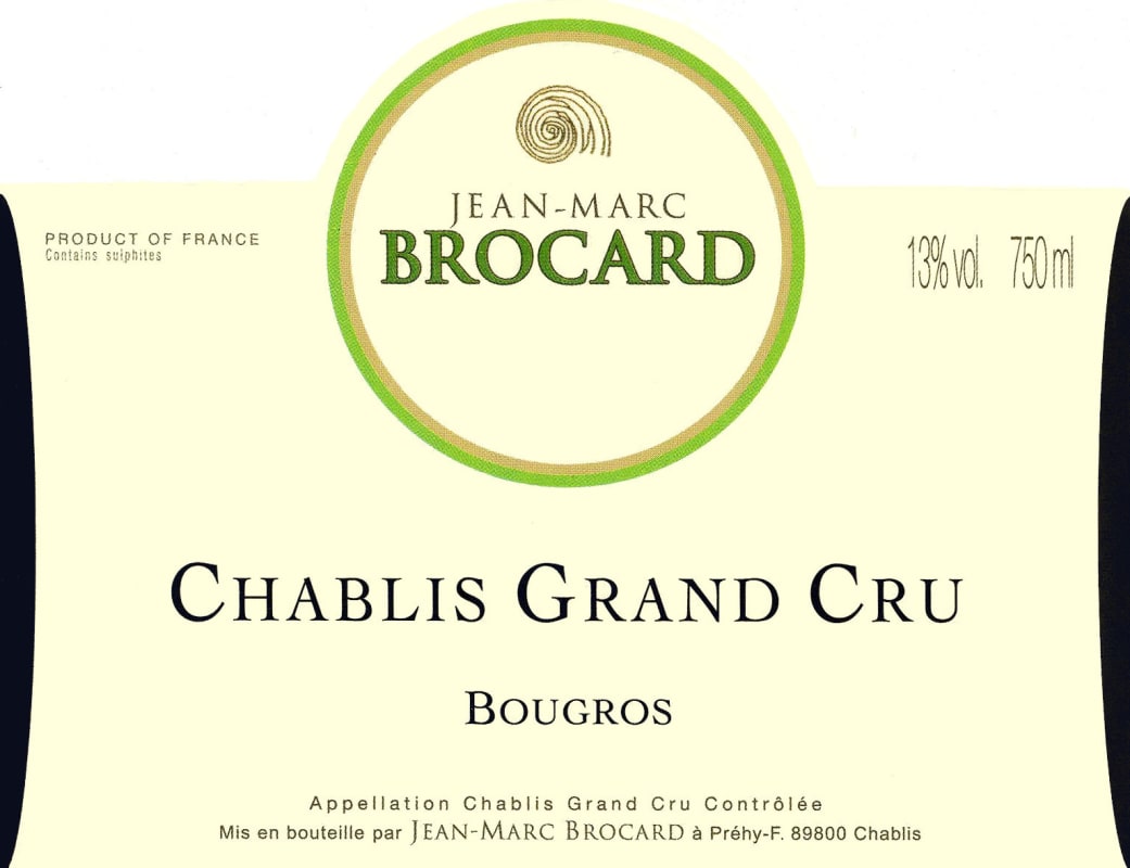 Brocard Chablis Bougros Grand Cru 2011 Front Label
