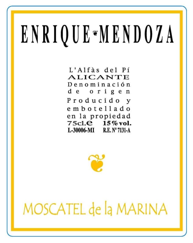 Enrique Mendoza Alicante Moscatel de La Marina 2010 Front Label