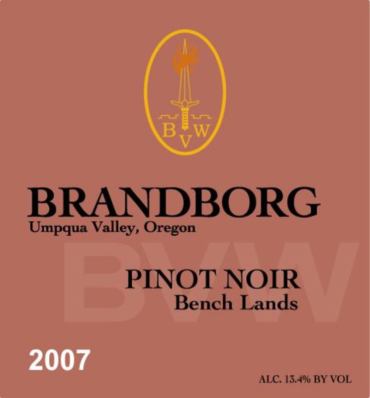 Brandborg Cellars Bench Lands Pinot Noir 2007 Front Label