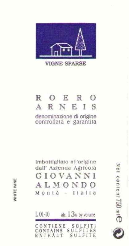 Giovanni Almondo Vigne Sparse Arneis 2012 Front Label