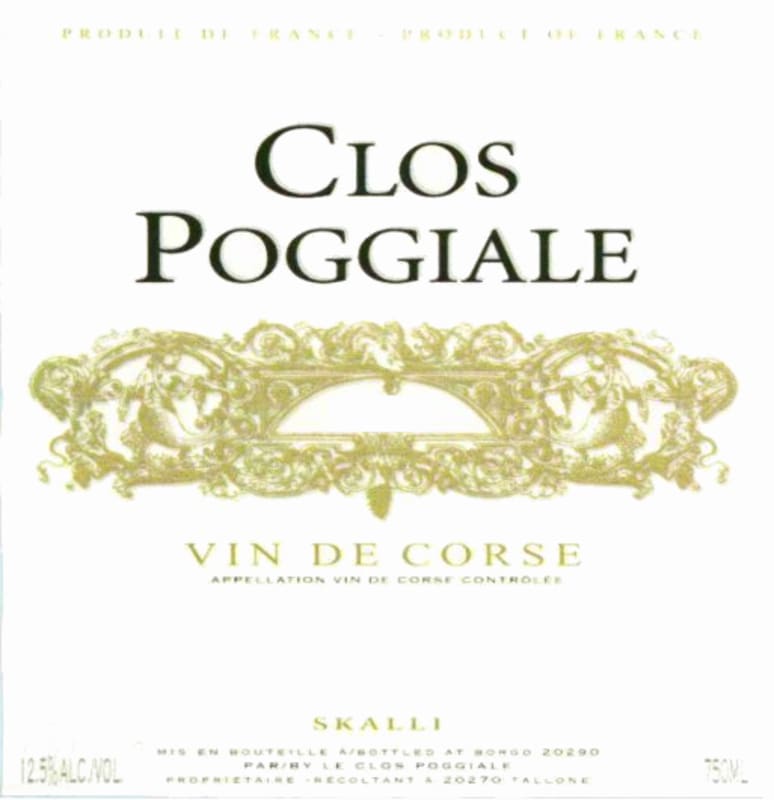 Skalli Family Wines France Vin de Corse Clos Poggiale Blanc 2010 Front Label
