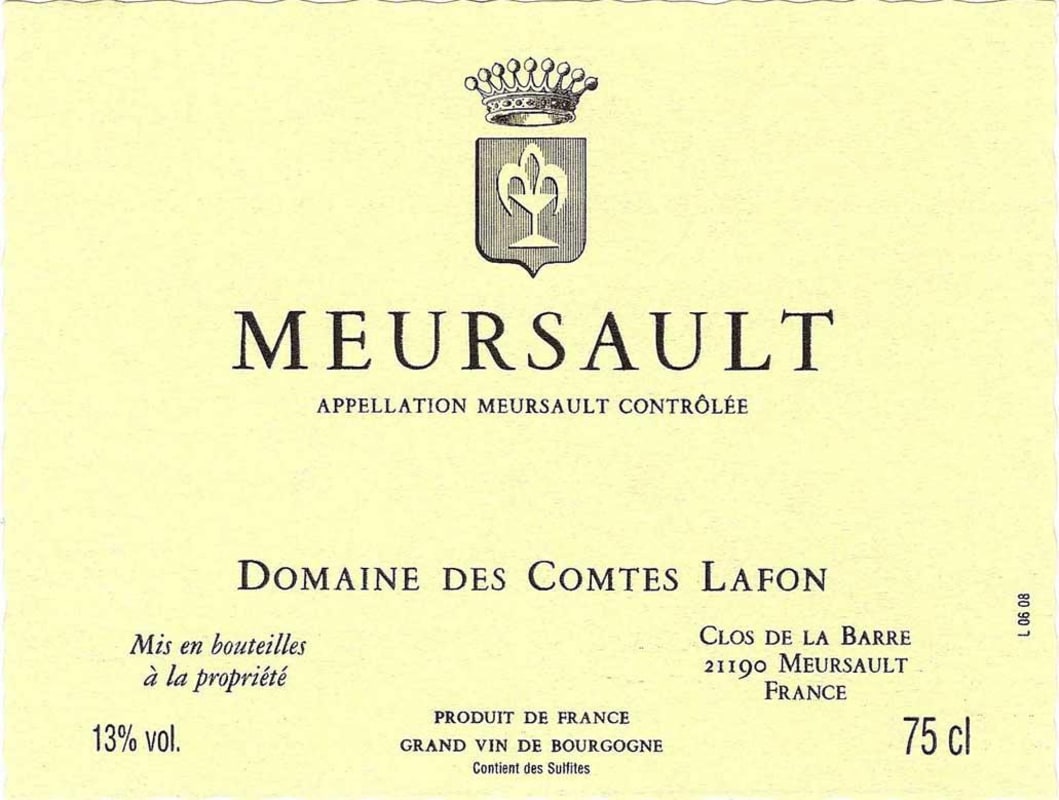 Domaine des Comtes Lafon Meursault 2010 Front Label