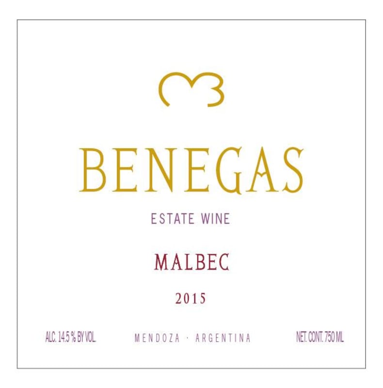 Bodega Benegas Estate Malbec 2015 Front Label