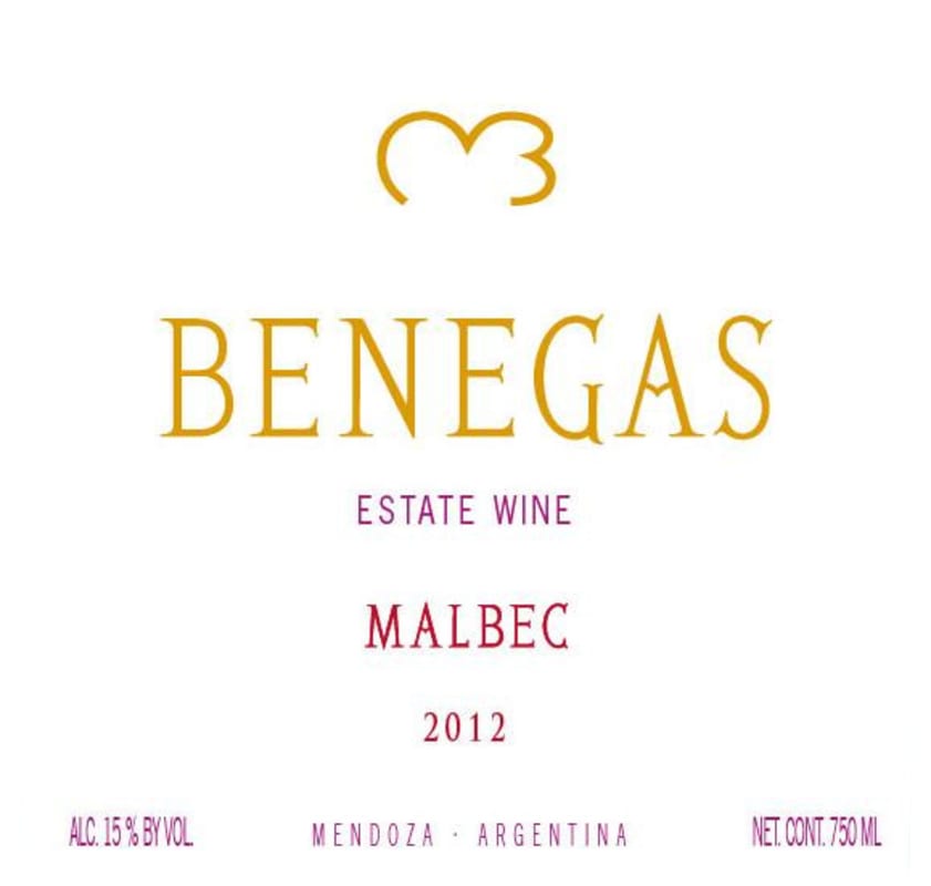 Bodega Benegas Estate Malbec 2012 Front Label