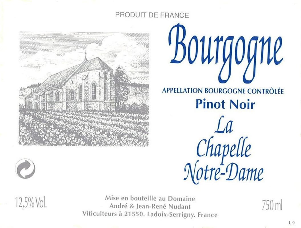 Domaine Nudant Borgogne La Chapelle Notre-Dame Pinot Noir 2011 Front Label