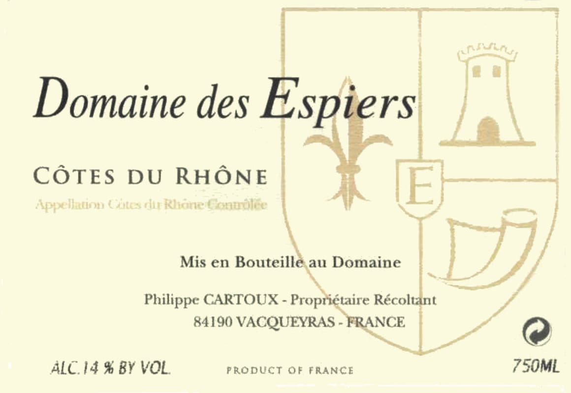 Dom. des Espiers Cotes du Rhone 2006 Front Label