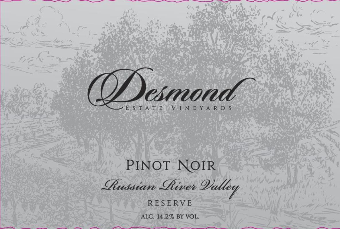 Desmond Estate Vineyards Reserve Pinot Noir 2012 Front Label