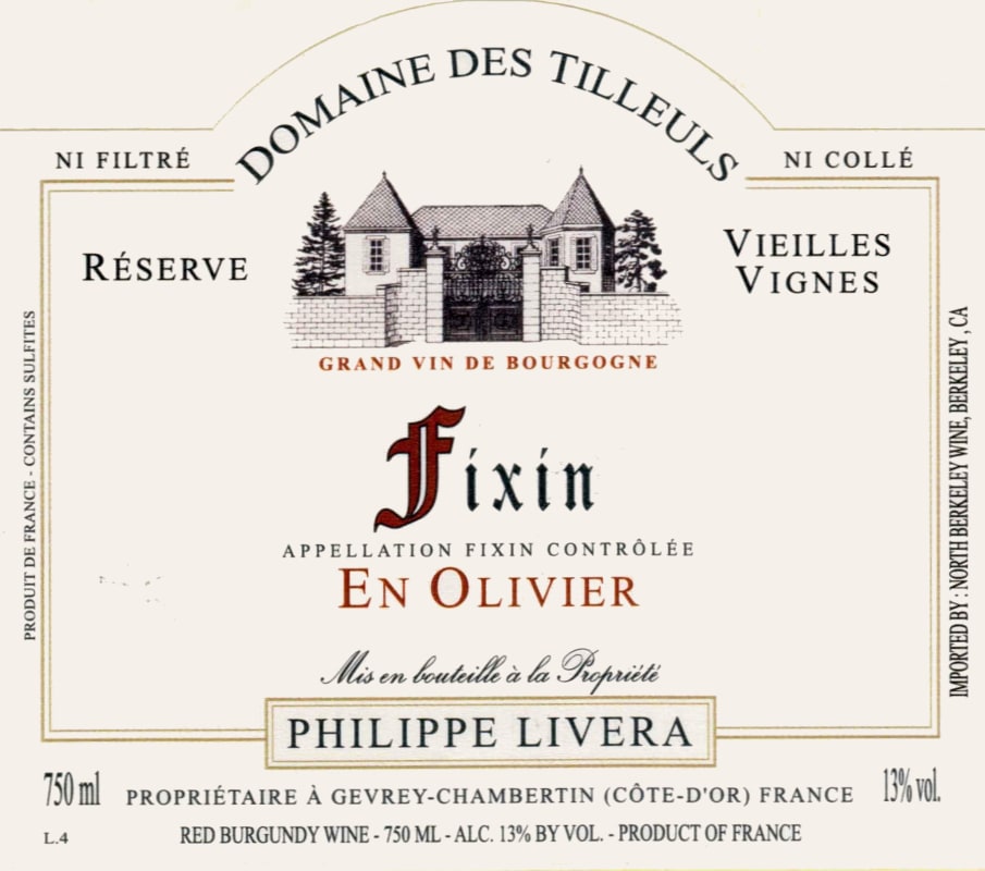 Philippe Livera Fixin En Olivier 2013 Front Label