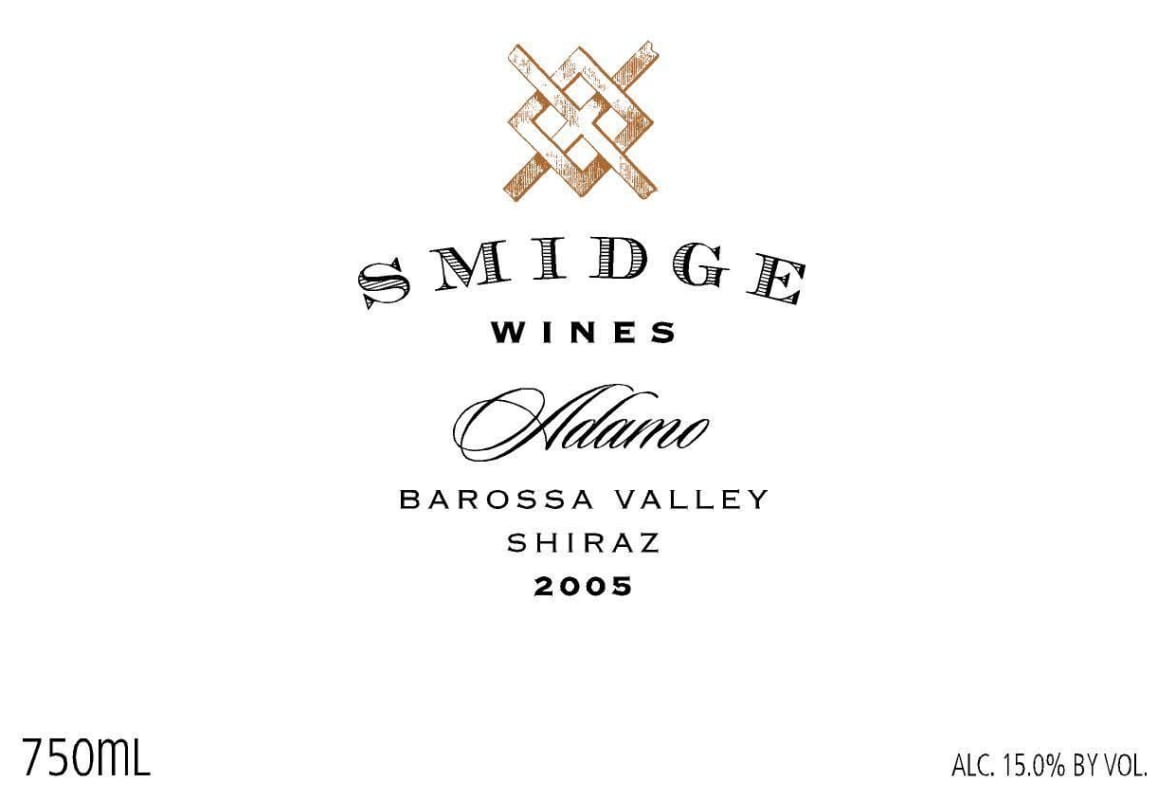 Smidge Wines Adamo Shiraz 2005 Front Label