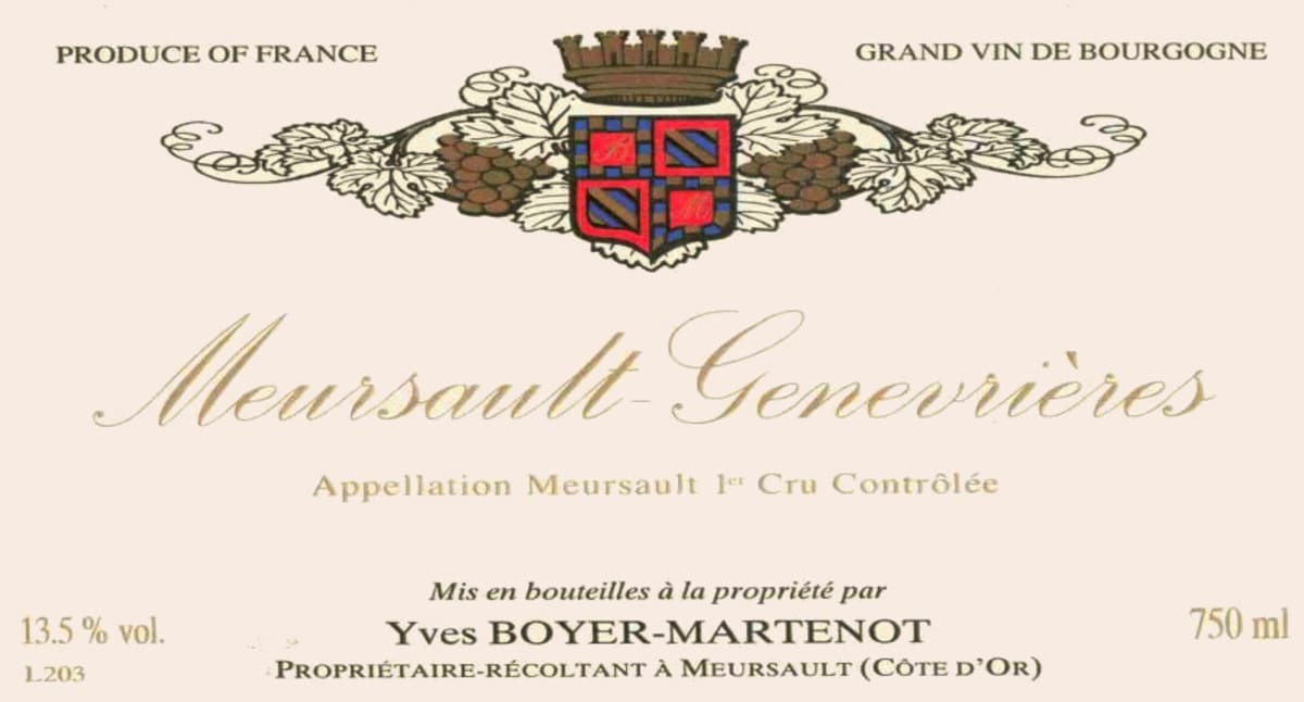 Boyer-Martenot Meursault-Genevrieres 2007 Front Label