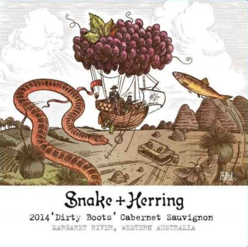 Snake + Herring 'Dirty Boots' Cabernet Sauvignon 2014 Front Label