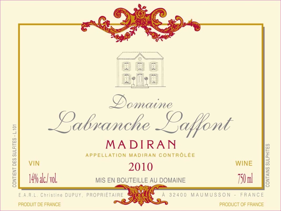 Domaine Labranche Laffont Madiran 2010 Front Label