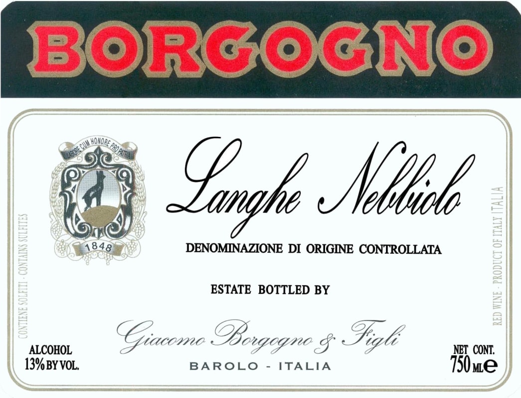 Borgogno Langhe Nebbiolo 2005 Front Label