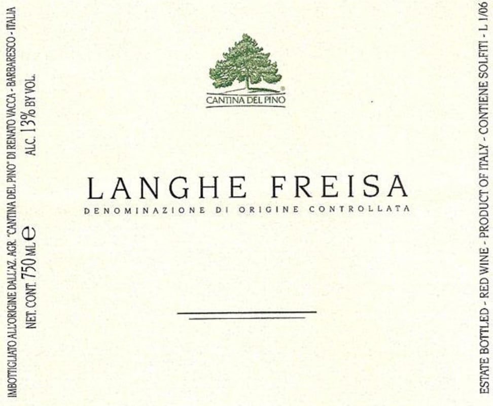 Cantina del Pino Langhe Freisa 2010 Front Label