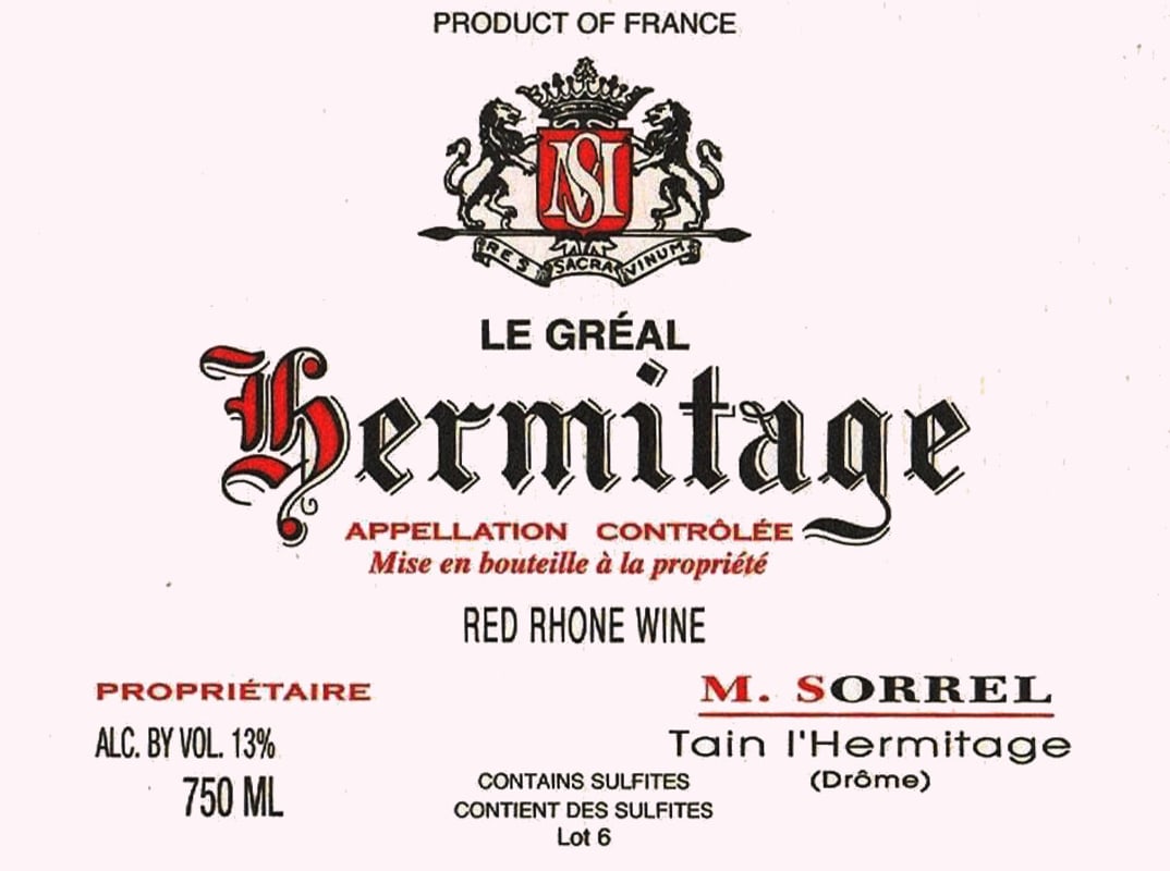 Domaine Marc Sorrel Hermitage Le Greal 2013 Front Label