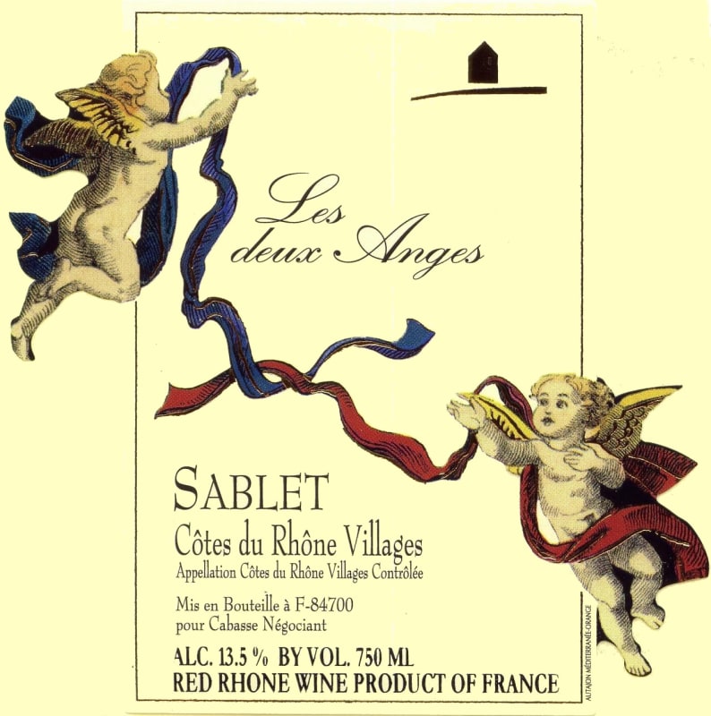 Dom. de Cabasse Cotes du Rhone Villages Sablet Les Deux Anges 2014 Front Label
