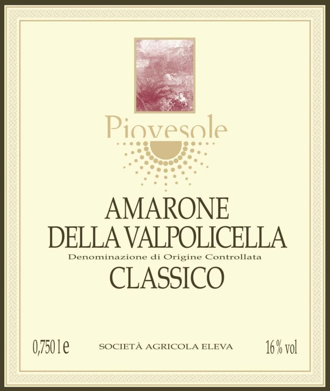 Società Agricola Eleva Piovesole Amarone della Valpolicella Classico 2008 Front Label