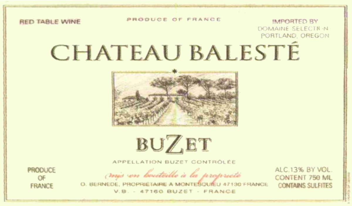 Buzet Chateau Baleste 2011 Front Label