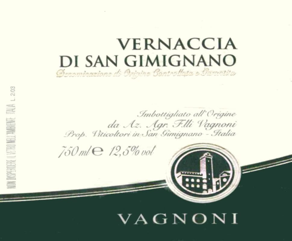 Società Agricola Fratelli Vagnoni Vernaccia di San Gimignano 2010 Front Label