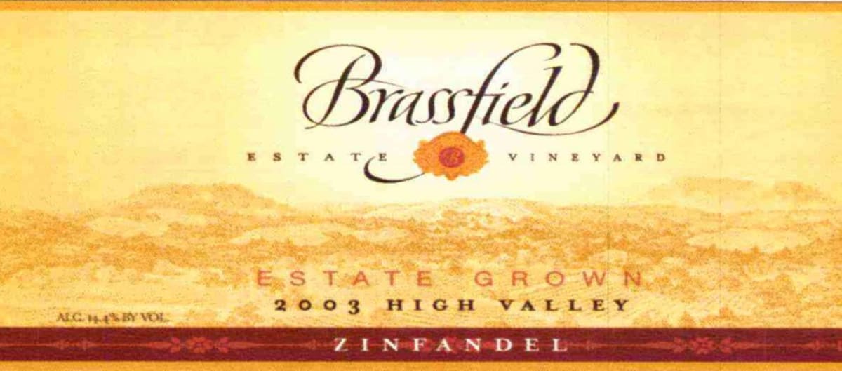 Brassfield Zinfandel 2003 Front Label