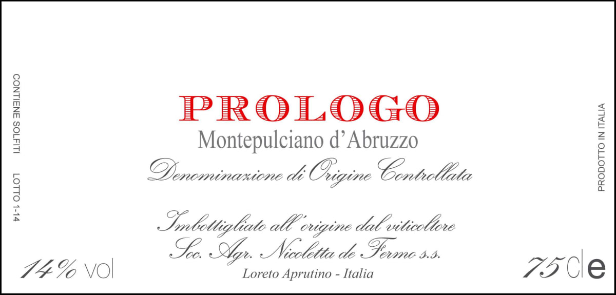 De Fermo Prologo Montepulciano d'Abruzzo 2013 Front Label