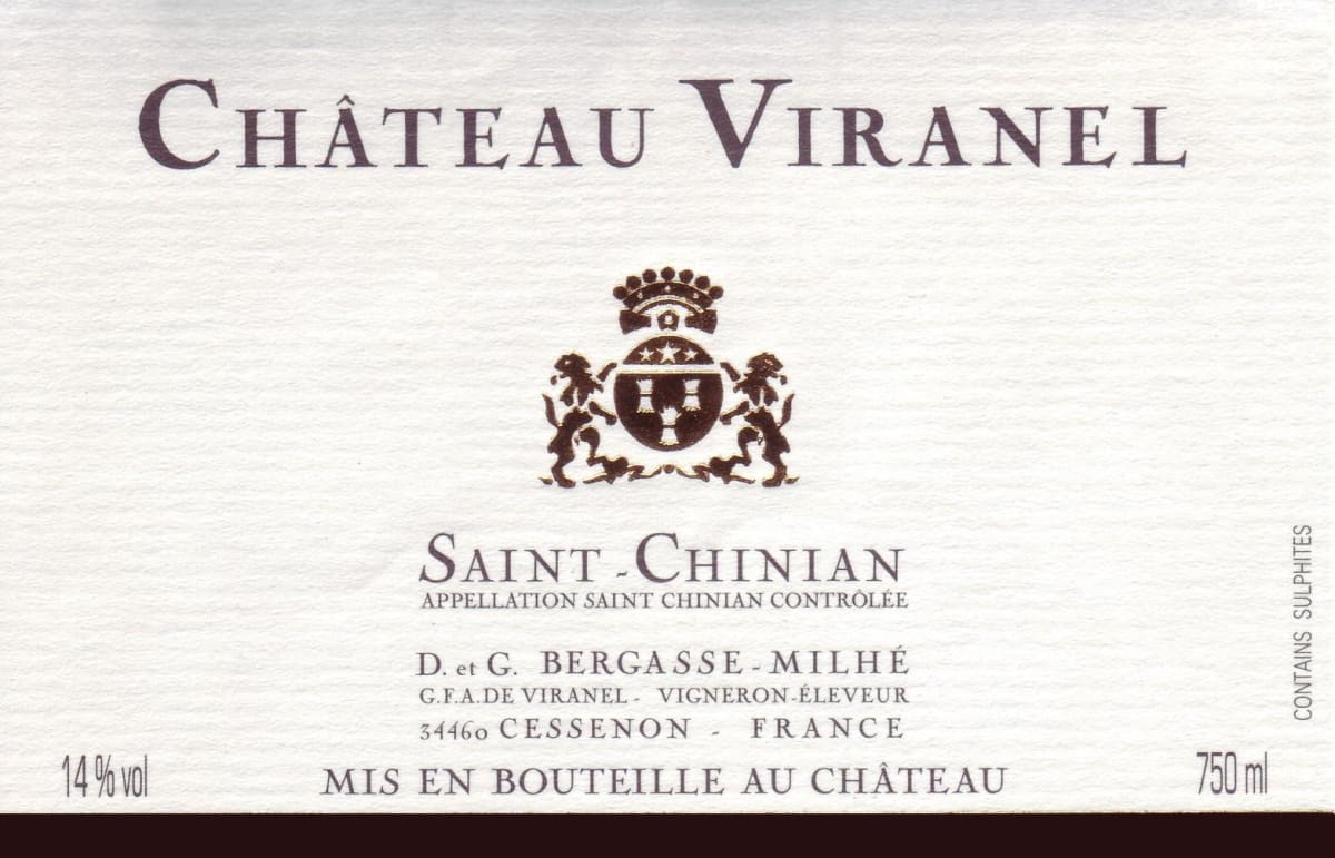 Chateau Viranel Saint Chinian 2012 Front Label
