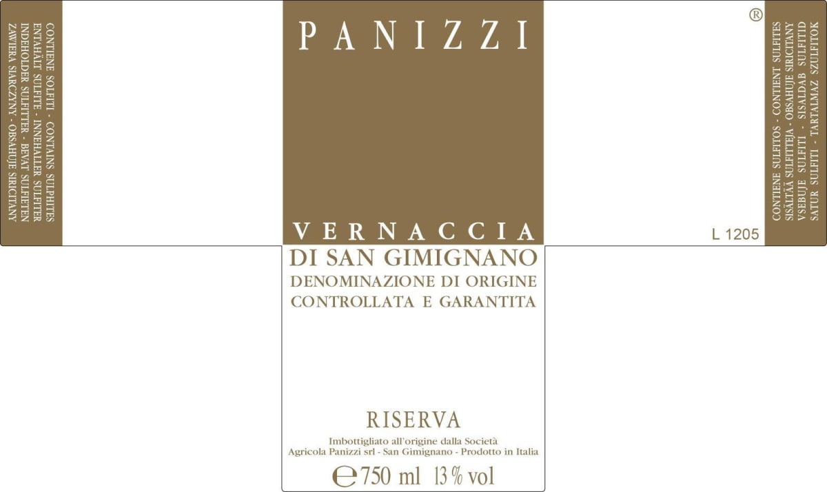 Societa Agricola Panizzi Vernaccia di San Gimignano Riserva 2011 Front Label