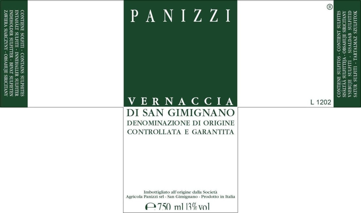 Panizzi Vernaccia di San Gimignano 2013 Front Label