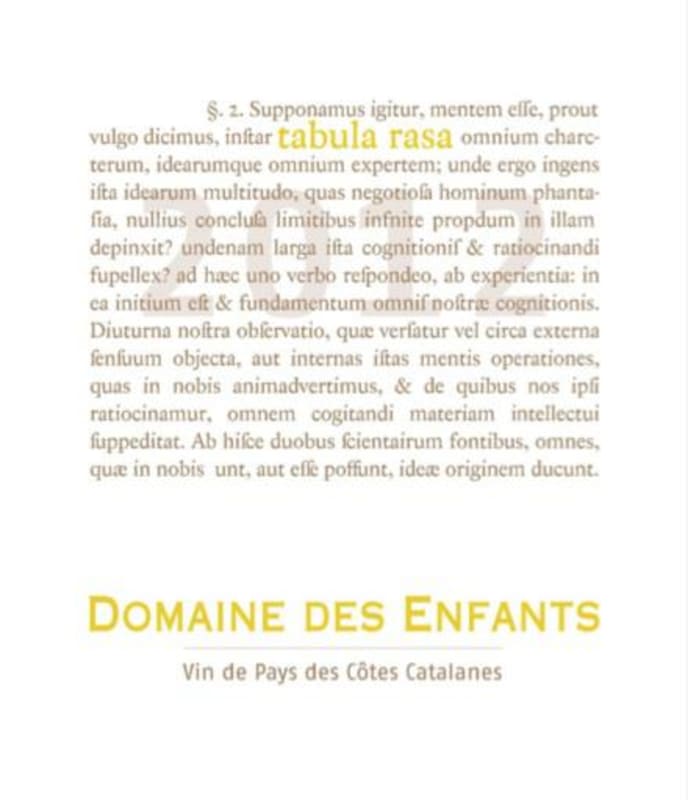 Domaine Des Enfants Tabula Rasa 2012 Front Label
