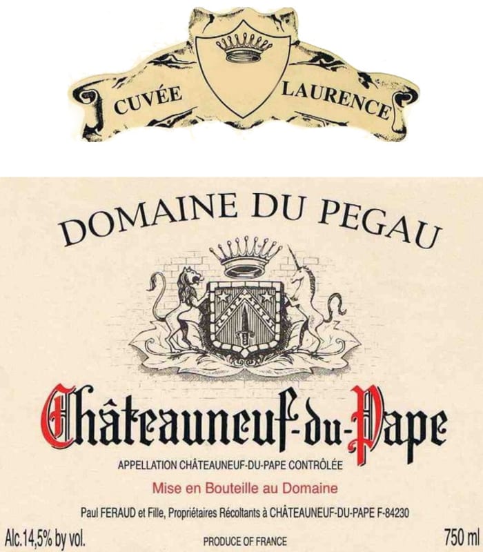 Domaine Pegau Chateauneuf-du-Pape Cuvee Laurence 2004 Front Label