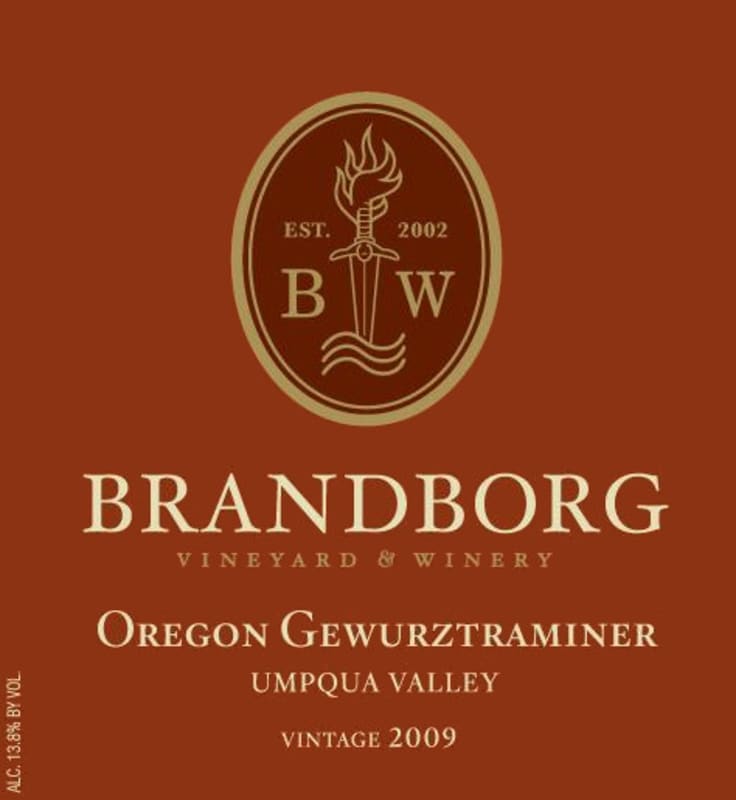 Brandborg Cellars Gewurztraminer 2009 Front Label