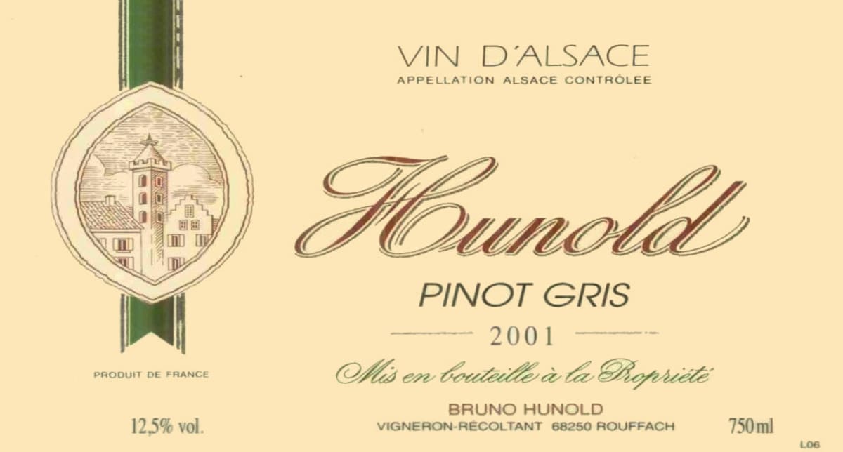 Bruno Hunold Pinot Gris 2001 Front Label