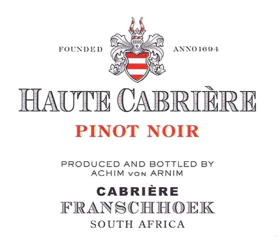Cabriere Franschhoek Pinot Noir 2012 Front Label