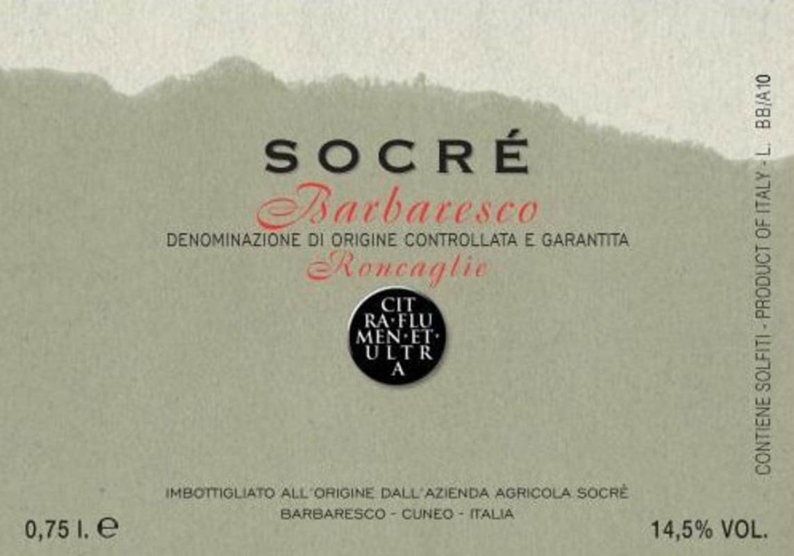 Socre Barbaresco Roncaglie 2010 Front Label