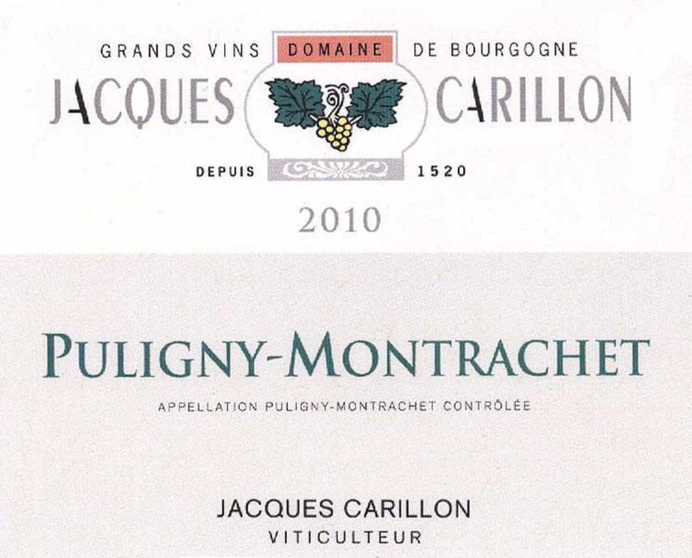 Domaine Jacques Carillon Puligny-Montrachet 2010 Front Label