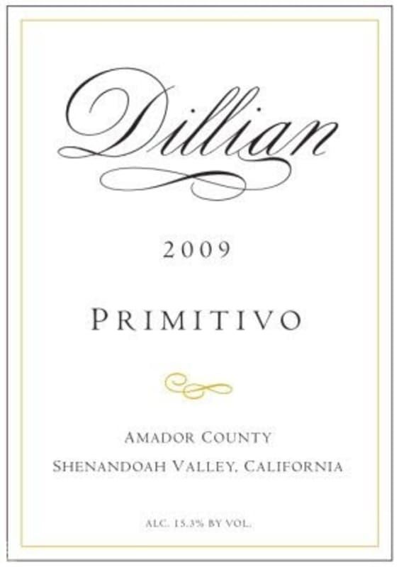Dillian Wines Primitivo 2009 Front Label