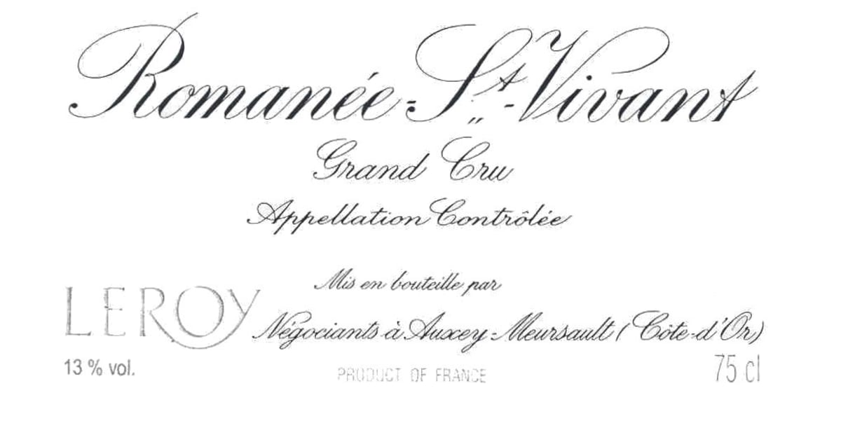Domaine Leroy Romanee St. Vivant Grand Cru 2002 Front Label