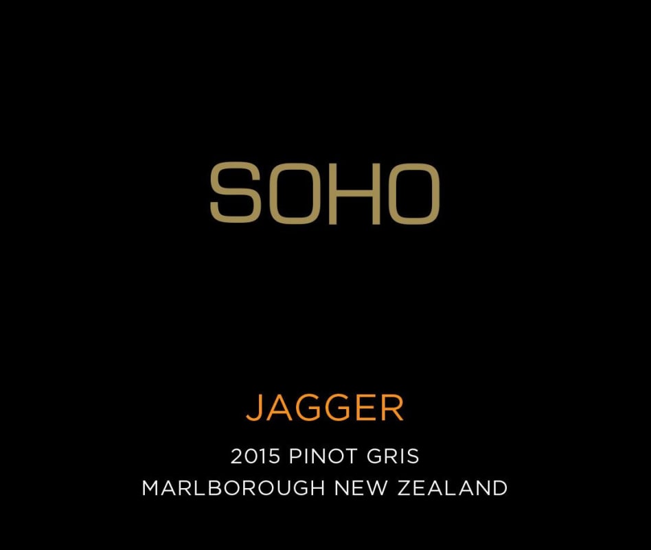 Soho Wine Co. Jagger Pinot Gris 2015 Front Label
