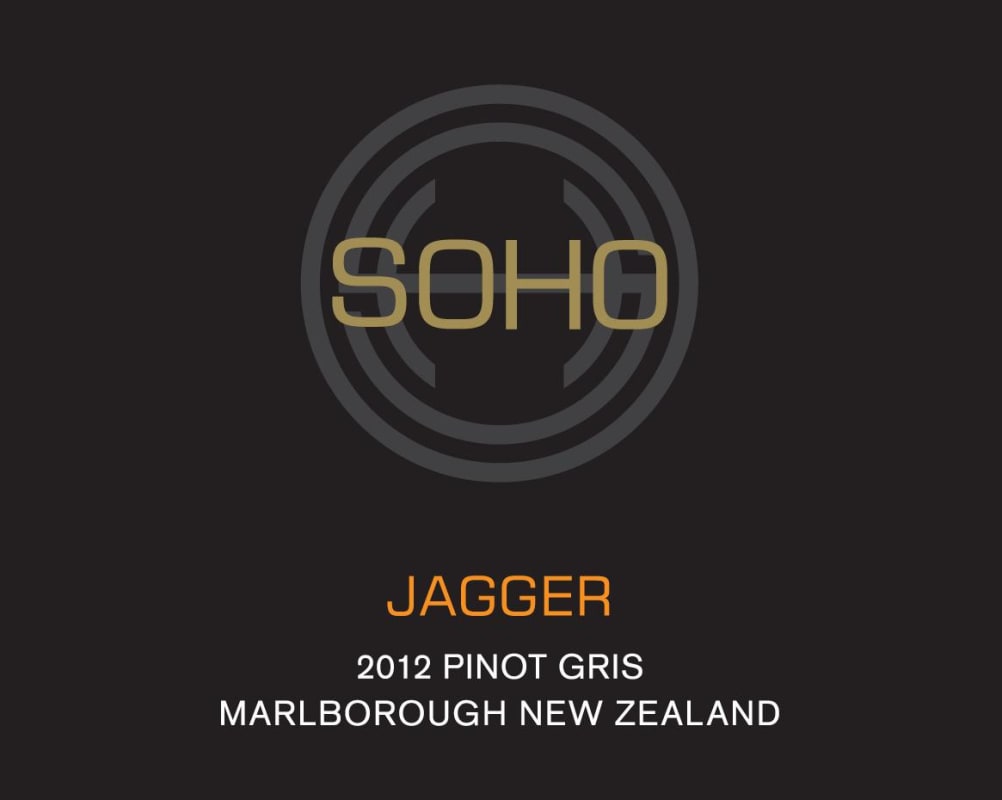Soho Wine Co. Jagger Pinot Gris 2012 Front Label