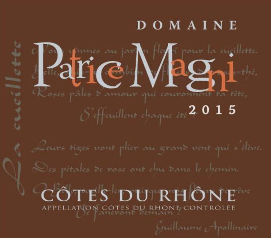 Domaine Patrice Magni Cotes du Rhone Rouge 2015 Front Label